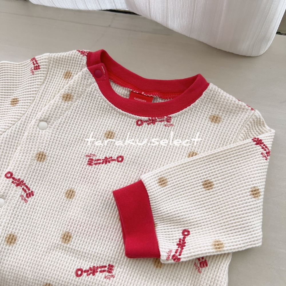 ｜現貨 70cm｜華膚格寶寶長袖連身衣。日本童裝代購 日本小饅頭餅乾聯名 多樂選物-細節圖3