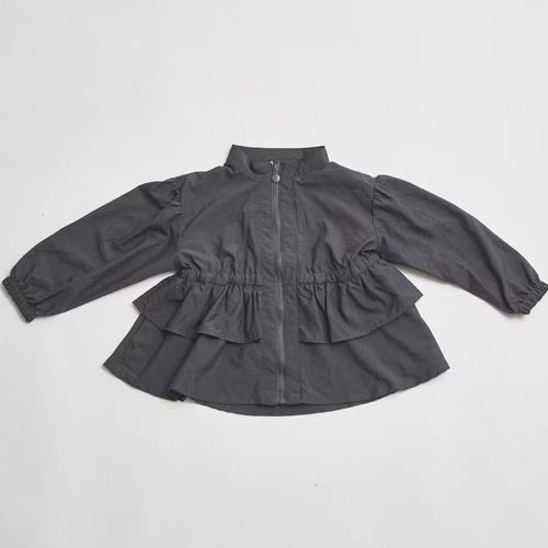 ｜現貨 110cm｜日本 pairmanon 女童薄外套。日本童裝 女童夾克 愛心拉鍊 荷葉裝飾 多樂選物-細節圖7