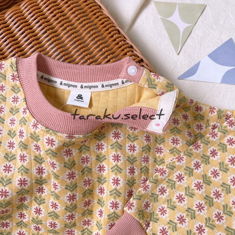 ｜現貨 95cm 100cm｜&mignon鋪棉長袖上衣。日本童裝 溫暖绗縫 長袖大學T 復古花紋 多樂選物-細節圖6