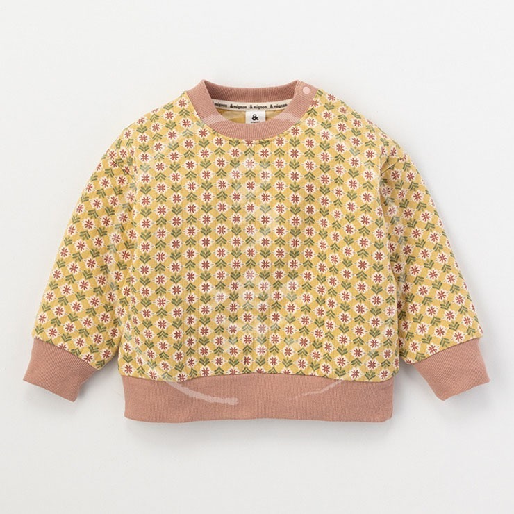 ｜現貨 95cm 100cm｜&mignon鋪棉長袖上衣。日本童裝 溫暖绗縫 長袖大學T 復古花紋 多樂選物-細節圖7