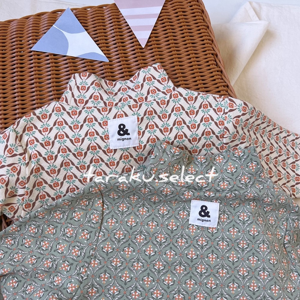 ｜現貨 90cm 100cm｜&mignon 復古花紋長袖上衣。日本童裝 女寶內搭 女寶內衣 多樂選物-細節圖4