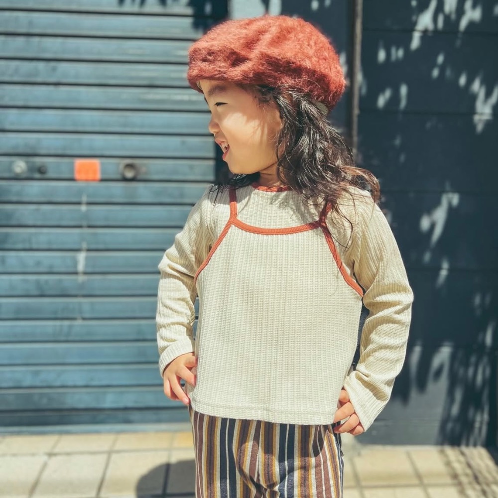 ｜現貨 100cm｜&mignon 兩件式長袖背心上衣。日本童裝 女寶 細肩帶背心 女寶上衣 多樂選物-細節圖6