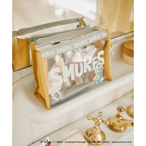 ｜現貨｜日本studio CLIP 藍色小精靈化妝包。日本代購 PVC 透明化妝包 多樂選物-細節圖2