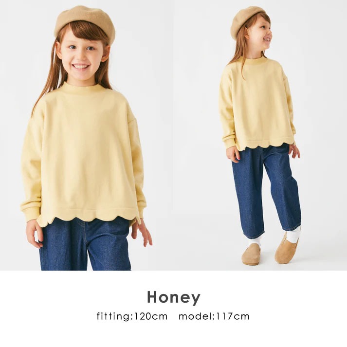 ｜現貨 100cm｜小立領內刷毛貝殼下襬長袖上衣。日本童裝 刷毛 幼兒園穿搭 花瓣造型 多樂選物-細節圖5