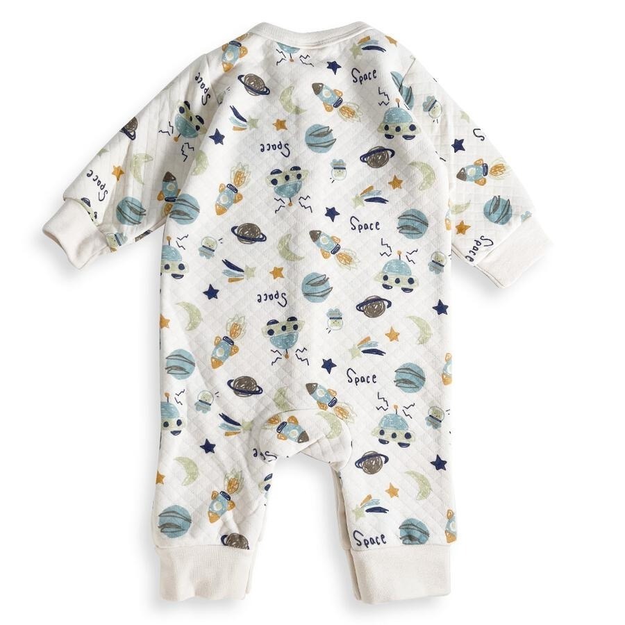 ｜現貨 80cm｜绗縫 鋪棉 寶寶 長袖連身衣。日本童裝代購 溫暖 冬天 冬季 爬行服 多樂選物-細節圖5