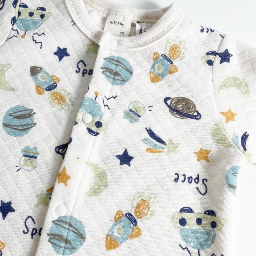 ｜現貨 80cm｜绗縫 鋪棉 寶寶 長袖連身衣。日本童裝代購 溫暖 冬天 冬季 爬行服 多樂選物-細節圖6