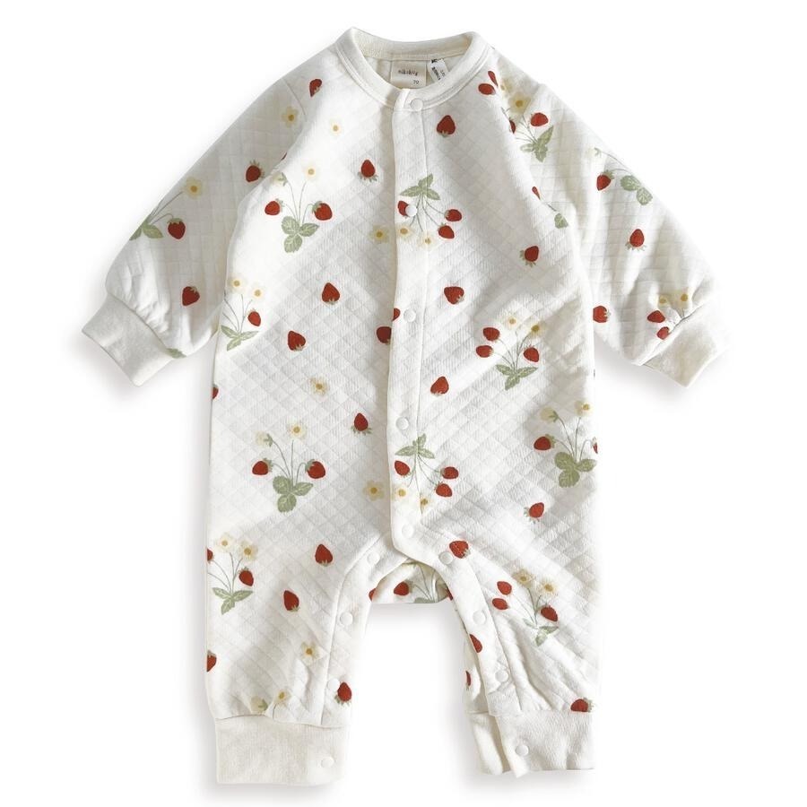 ｜現貨 80cm｜绗縫 鋪棉 寶寶 長袖連身衣。日本童裝代購 溫暖 冬天 冬季 爬行服 多樂選物-細節圖7