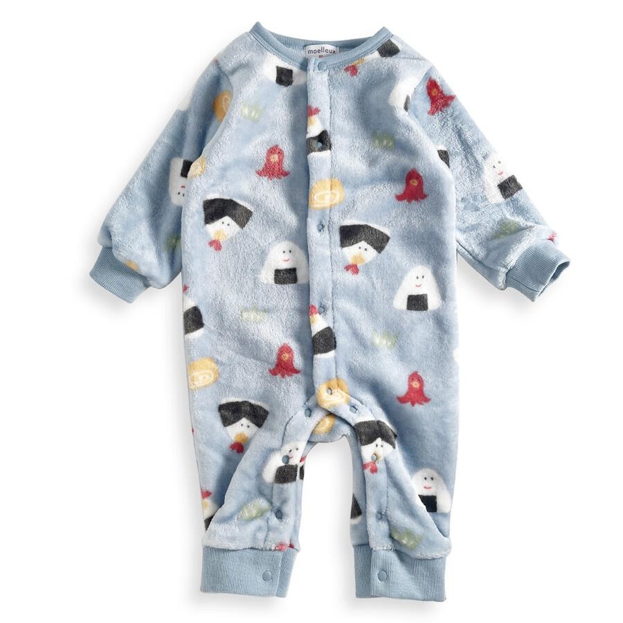 ｜現貨 80cm｜寶寶 絨毛 長袖連身衣。日本童裝 柔軟 溫暖 毛茸茸 fleece 飯糰 男寶 爬行服 多樂選物-細節圖4