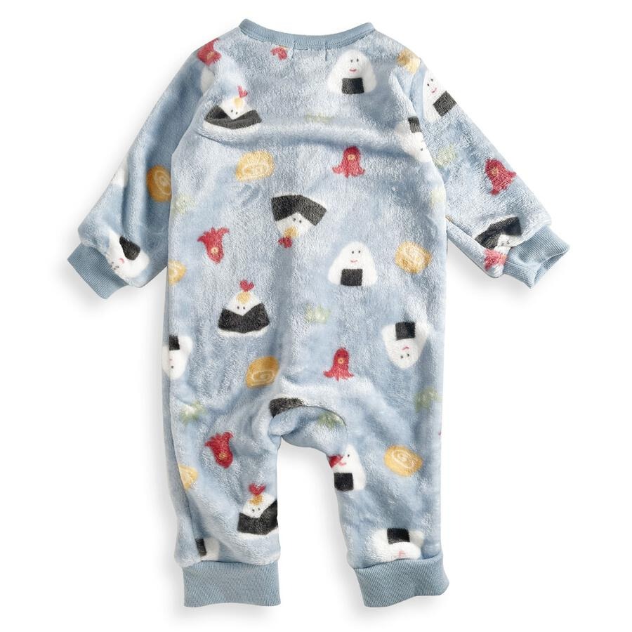 ｜現貨 80cm｜寶寶 絨毛 長袖連身衣。日本童裝 柔軟 溫暖 毛茸茸 fleece 飯糰 男寶 爬行服 多樂選物-細節圖5