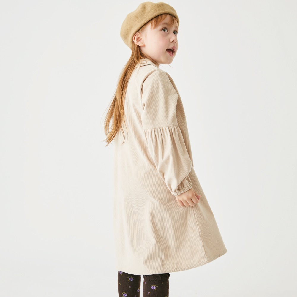 現貨100cm｜女童 燈芯絨 洋裝。日本童裝 ever closet  女寶洋裝 學院風 秋冬洋裝 多樂選物-細節圖6