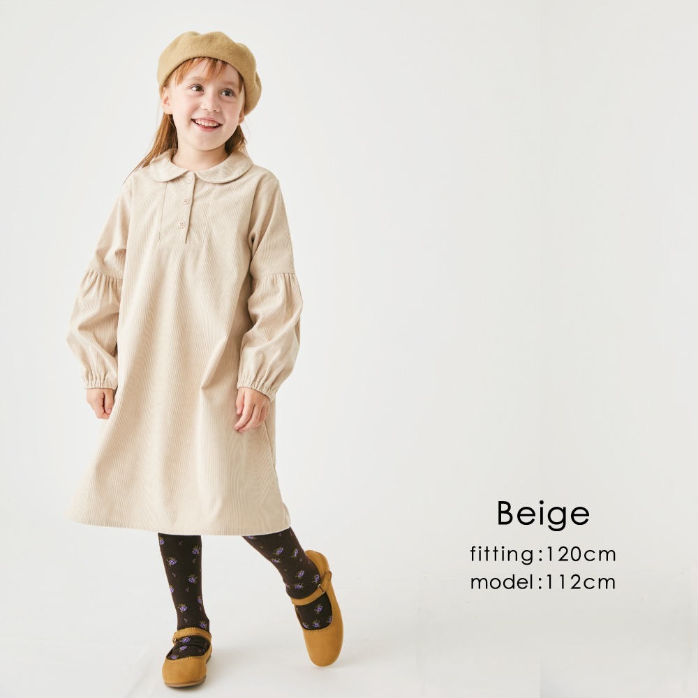 現貨100cm｜女童 燈芯絨 洋裝。日本童裝 ever closet  女寶洋裝 學院風 秋冬洋裝 多樂選物-規格圖11