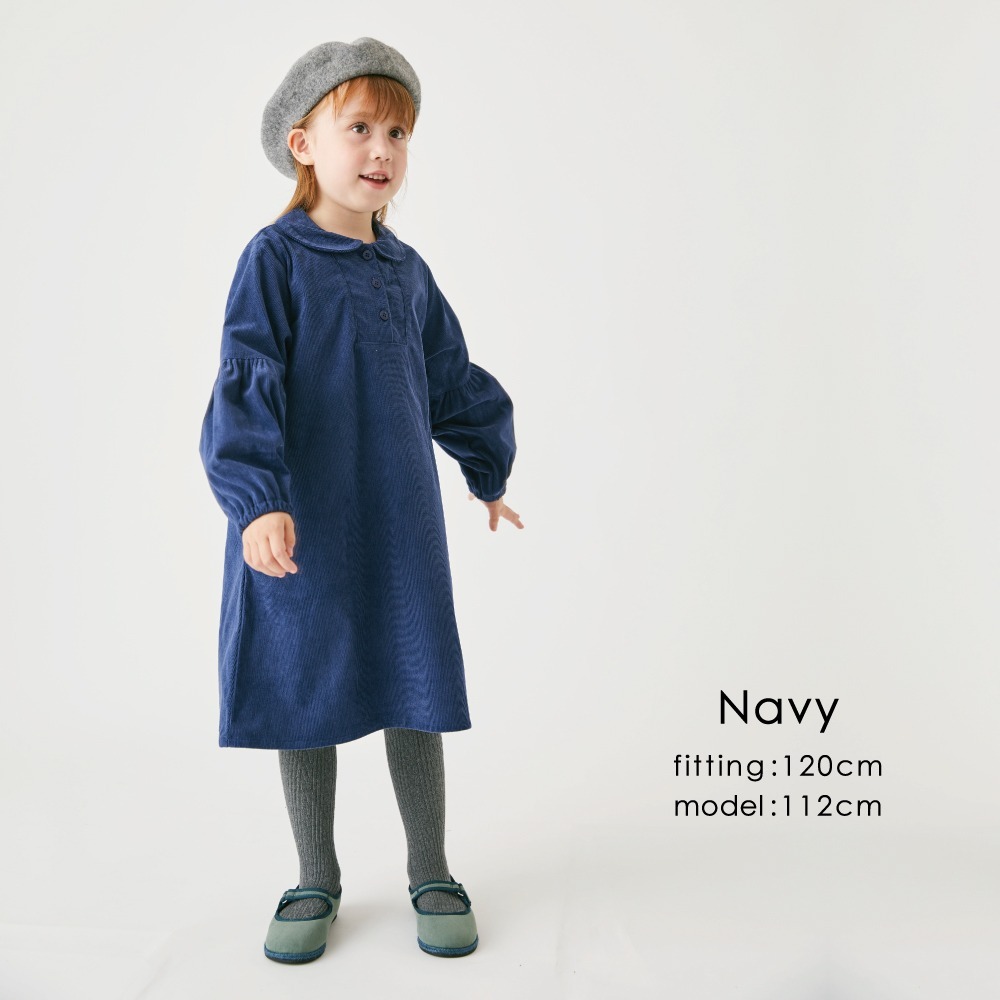 現貨100cm｜女童 燈芯絨 洋裝。日本童裝 ever closet  女寶洋裝 學院風 秋冬洋裝 多樂選物-規格圖11