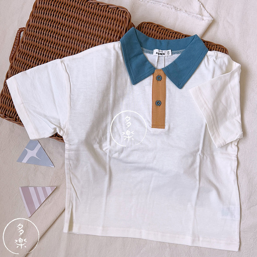 現貨 120cm｜寬鬆 配色 撞色 兒童Polo衫。日本童裝 PAIRMANON。純棉 男童 女童 短袖上衣 多樂選物-細節圖2