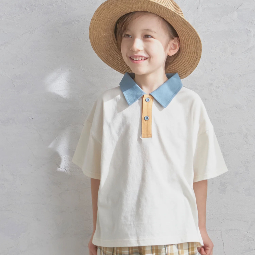 現貨 120cm｜寬鬆 配色 撞色 兒童Polo衫。日本童裝 PAIRMANON。純棉 男童 女童 短袖上衣 多樂選物-細節圖6