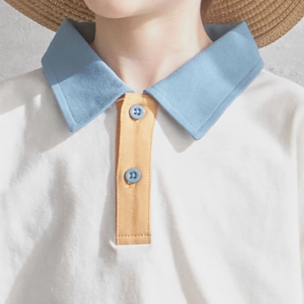 現貨 120cm｜寬鬆 配色 撞色 兒童Polo衫。日本童裝 PAIRMANON。純棉 男童 女童 短袖上衣 多樂選物-細節圖8