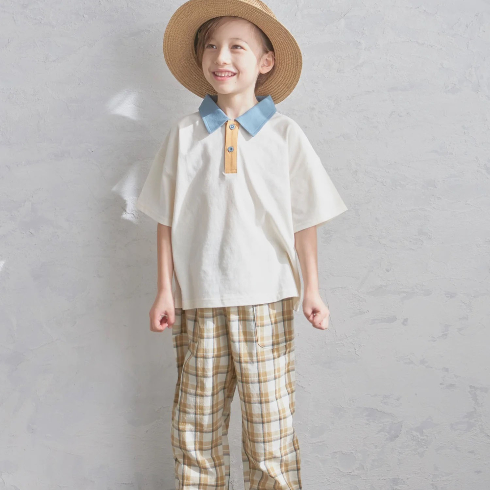 現貨 120cm｜寬鬆 配色 撞色 兒童Polo衫。日本童裝 PAIRMANON。純棉 男童 女童 短袖上衣 多樂選物-細節圖9