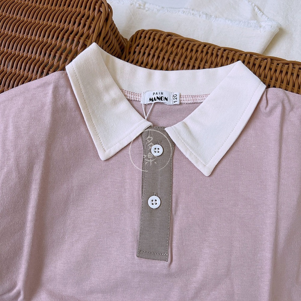 現貨 120cm｜寬鬆 配色 兒童Polo衫。日本童裝 PAIRMANON。純棉 男童女童 短袖上衣 多樂選物 ss-細節圖3