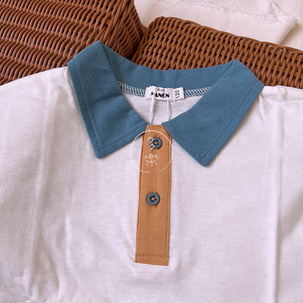 現貨 120cm｜寬鬆 配色 撞色 兒童Polo衫。日本童裝 PAIRMANON。純棉 男童 女童 短袖上衣 多樂選物-規格圖11