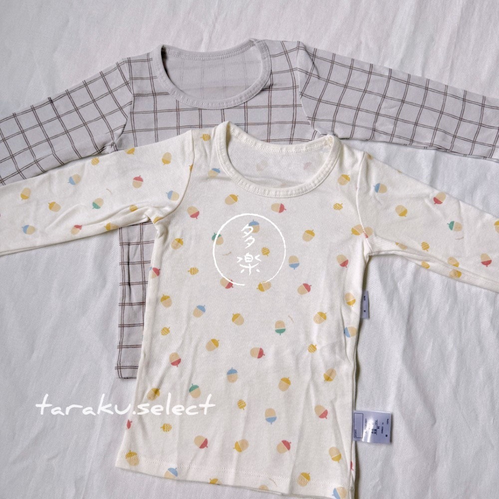 現貨 100cm｜寶寶純棉長袖內衣。寶寶 幼兒 內搭 純棉 薄款 格紋 栗子 多樂選物-細節圖5