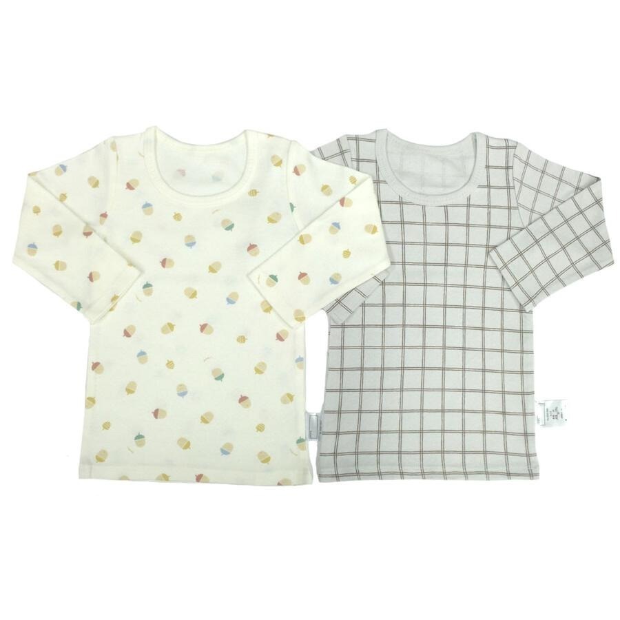 現貨 100cm｜寶寶純棉長袖內衣。寶寶 幼兒 內搭 純棉 薄款 格紋 栗子 多樂選物-細節圖8