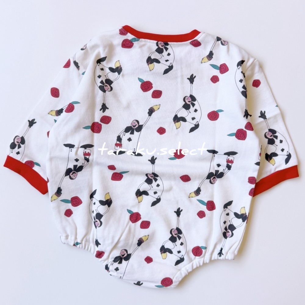 長袖包屁衣｜現貨 80cm｜迪士尼 愛麗絲夢遊仙境。日本代購 日本童裝 撲克牌人 撲克士兵 玫瑰 多樂選物-細節圖2