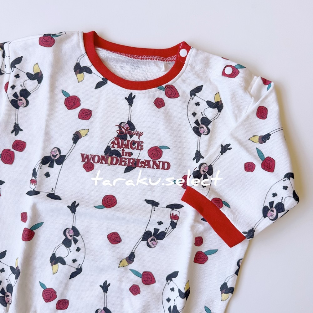 長袖包屁衣｜現貨 80cm｜迪士尼 愛麗絲夢遊仙境。日本代購 日本童裝 撲克牌人 撲克士兵 玫瑰 多樂選物-細節圖3