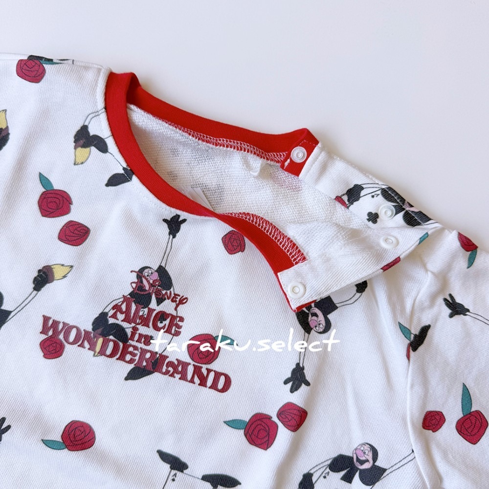 長袖包屁衣｜現貨 80cm｜迪士尼 愛麗絲夢遊仙境。日本代購 日本童裝 撲克牌人 撲克士兵 玫瑰 多樂選物-細節圖4