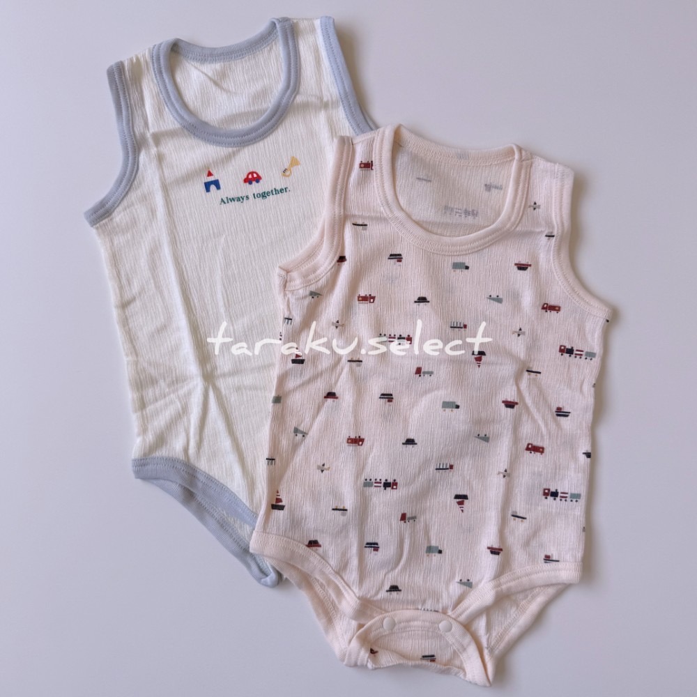 無袖包屁衣｜現貨 70cm 80cm｜純棉包屁衣2件組。日本cottoli 汽車 動物 多樂選物-細節圖4