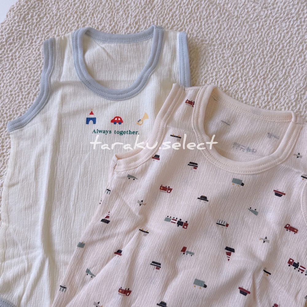 無袖包屁衣｜現貨 70cm 80cm｜純棉包屁衣2件組。日本cottoli 汽車 動物 多樂選物-細節圖5