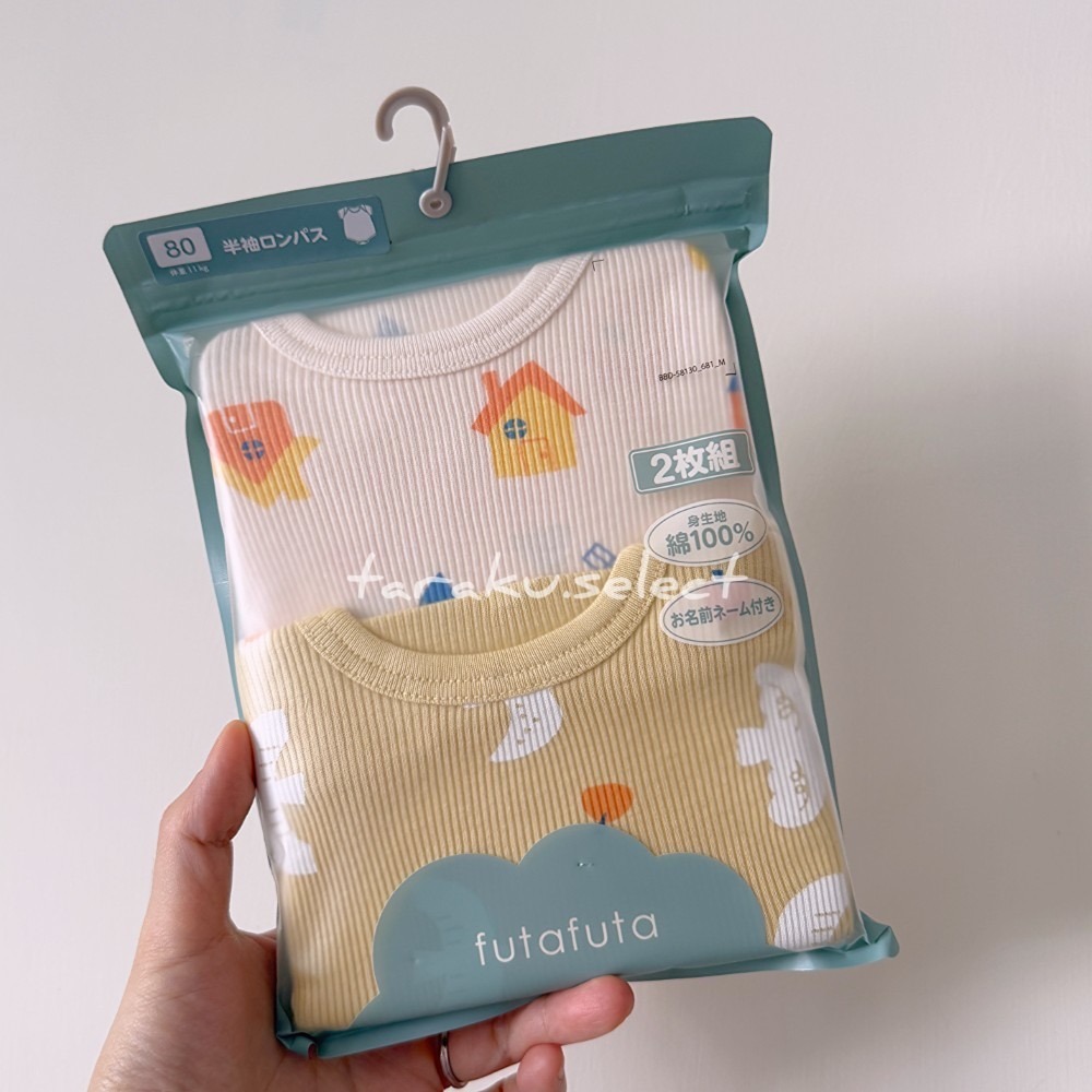 短袖包屁衣｜現貨售完，可登記｜futafuta 純棉包屁衣2件組。日本生日城童裝 多樂選物-細節圖2