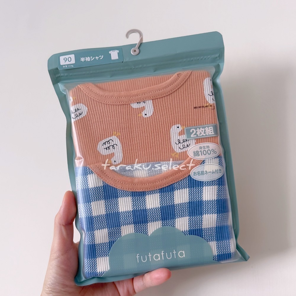 短袖內衣｜現貨 95cm｜futafuta 寶寶純棉內衣2件組。日本生日城童裝 多樂選物-細節圖2