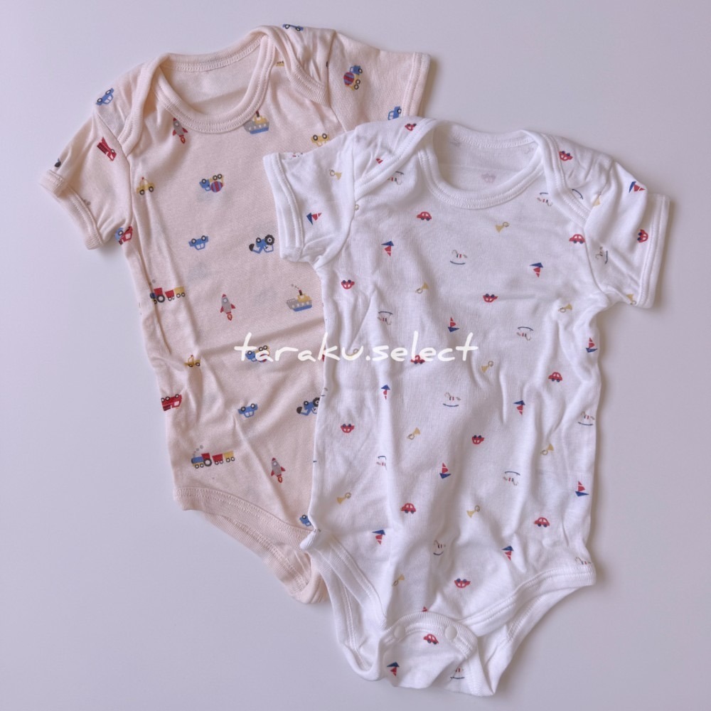 短袖包屁衣｜現貨 70cm 80cm 90cm｜cottoli 包屁衣2件組。日本 小木馬童裝 火箭 汽車 多樂選物-細節圖2