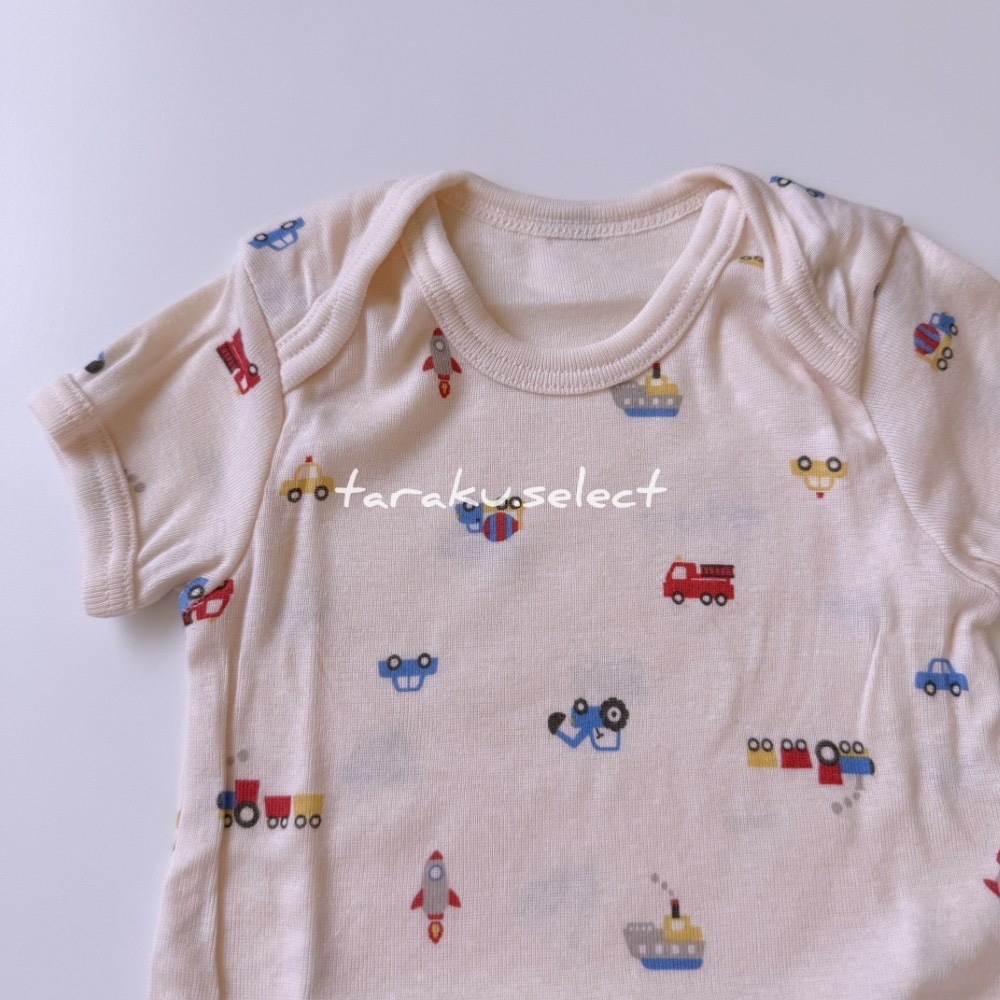 短袖包屁衣｜現貨 70cm 80cm 90cm｜cottoli 包屁衣2件組。日本 小木馬童裝 火箭 汽車 多樂選物-細節圖4