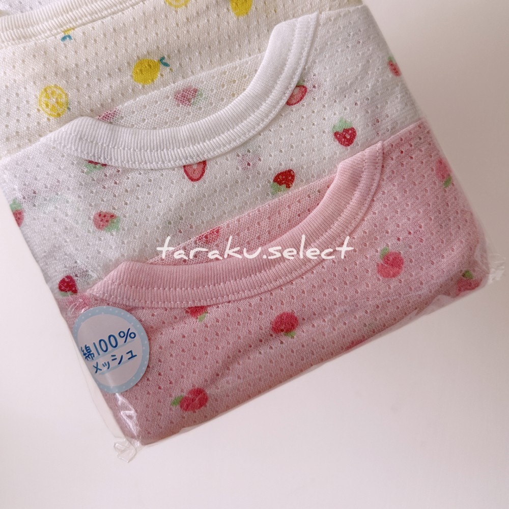 無袖包屁衣｜現貨 80cm｜夏季透氣包屁衣4件組。日本西松屋代購 女寶 細肩帶包屁衣 水果 花朵 多樂選物-細節圖3
