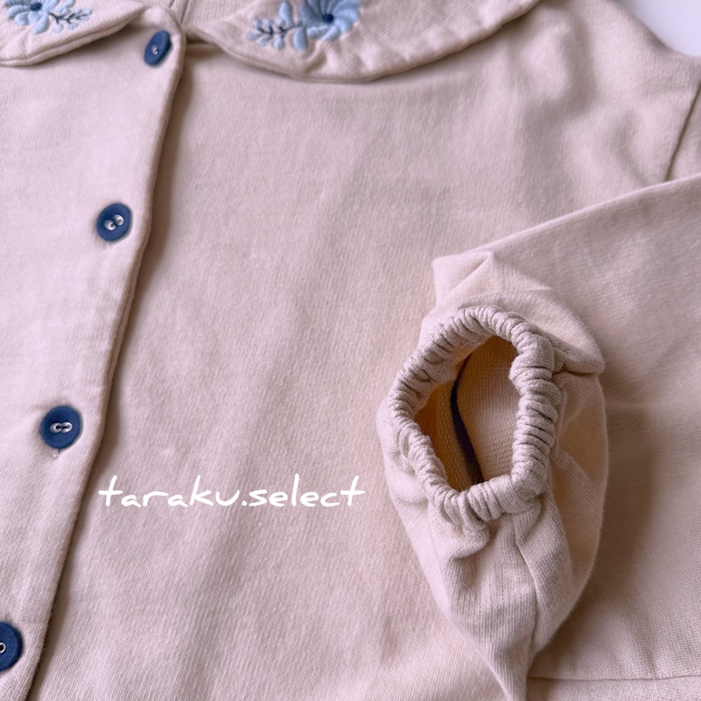 女童開襟衫｜現貨 120cm｜韓國童裝 女童 小花刺繡 領子 開襟衫。韓國製 女童長袖上衣 女童小外套 多樂選物-細節圖8