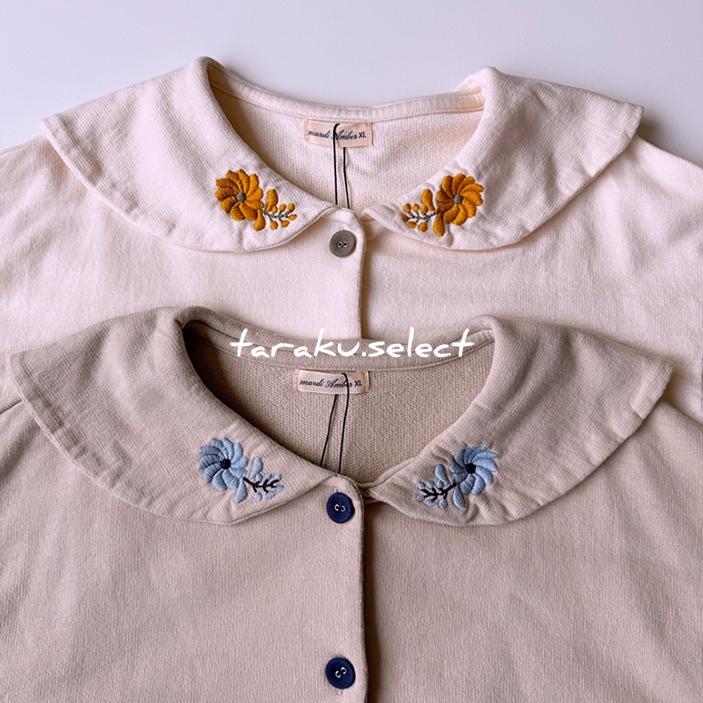 女童開襟衫｜現貨 120cm｜韓國童裝 女童 小花刺繡 領子 開襟衫。韓國製 女童長袖上衣 女童小外套 多樂選物-細節圖10