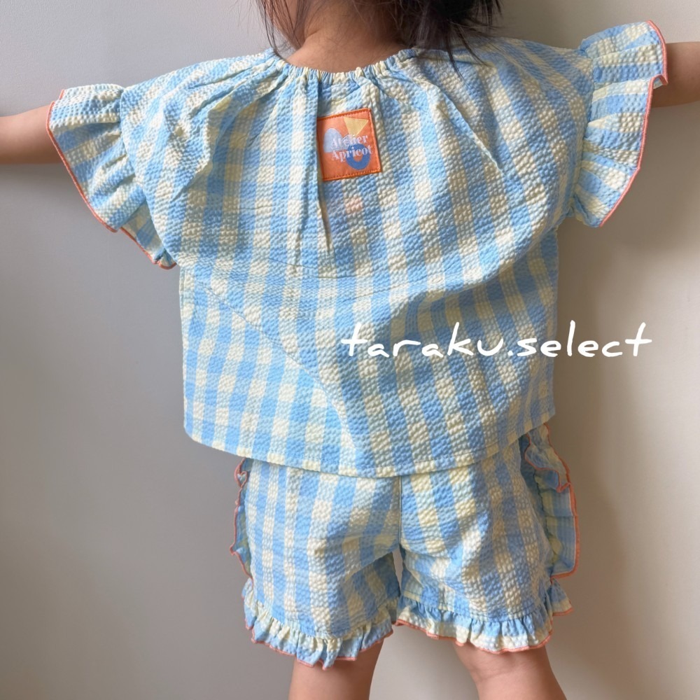 女寶短褲｜現貨 95-110cm｜泡泡紗荷葉裝飾短褲(2色)。日本童裝 女童短褲 格紋 女寶褲子 多樂選物 ss-細節圖4