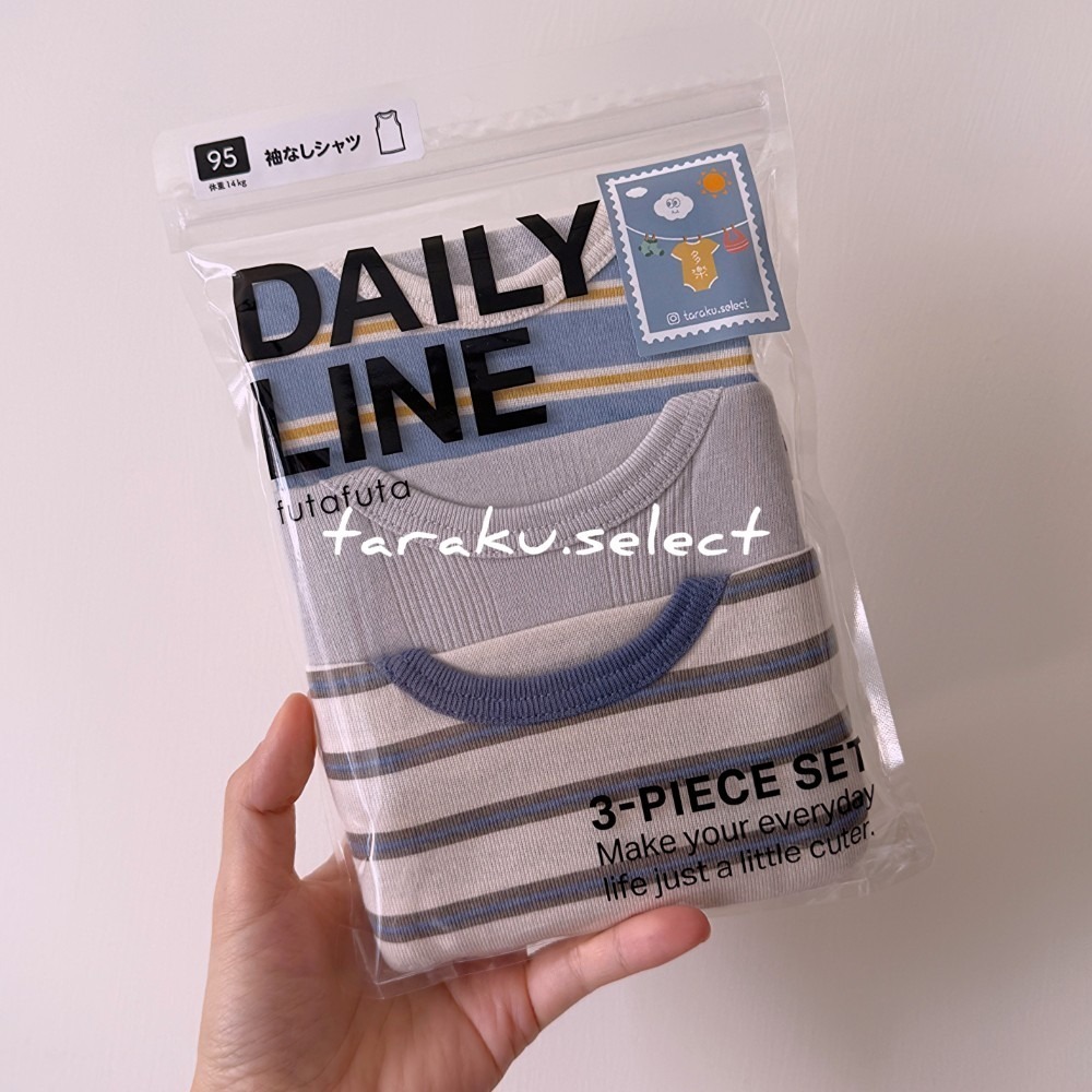 無袖內衣｜現貨 90cm 95cm｜寶寶純棉內衣3件組。日本童裝 男寶內衣 坦克背心 素色 條紋 多樂選物 DL-規格圖10