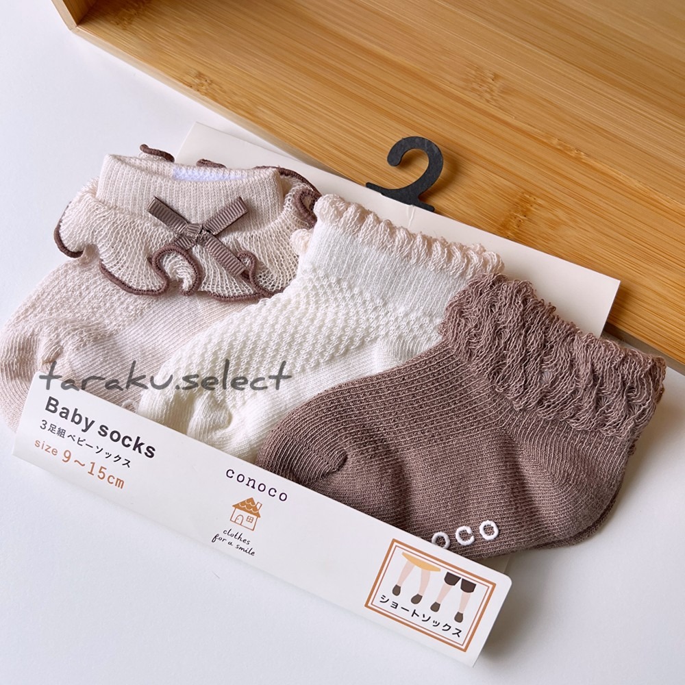 女寶襪｜現貨 9~15cm｜寶寶襪3雙組。日本童裝代購 防滑襪 寶寶襪子 多樂選物-規格圖11