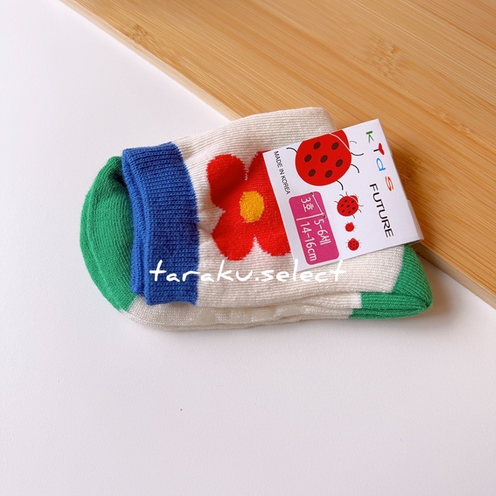 韓國童襪｜現貨 12~16cm｜寶寶襪5雙組。韓國製 防滑襪 寶寶襪子 兒童襪子 女寶襪子 花朵襪子 多樂選物-細節圖3