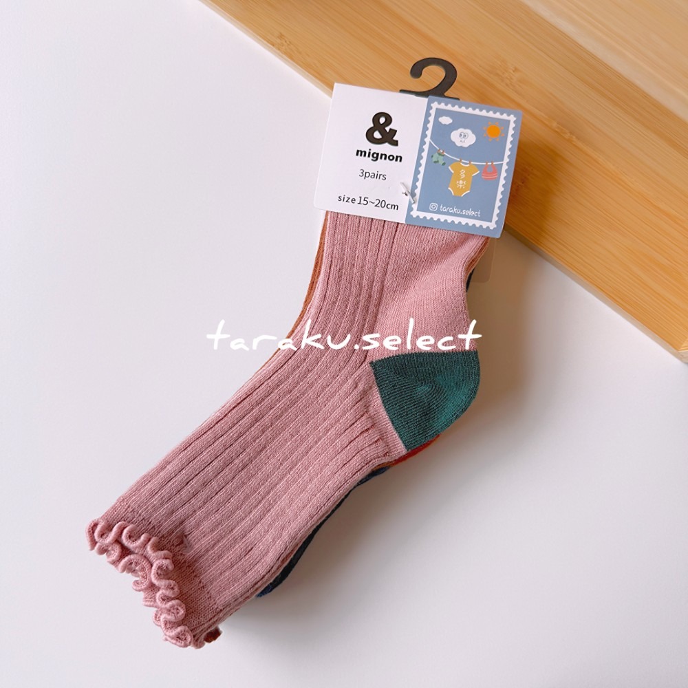 寶寶襪。童襪｜現貨 9~20cm｜襪子3雙組。日本童裝 &mignon 素色襪 寶寶襪 兒童襪子 兒童襪 多樂選物-規格圖8