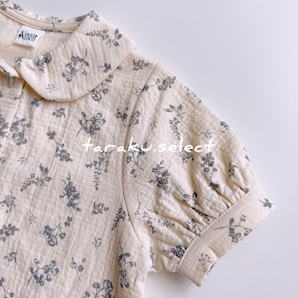 女寶短袖上衣｜現貨 90cm｜女寶小花襯衫。日本童裝 寶寶襯衫 小花 北歐風 女寶穿搭 多樂選物-細節圖6