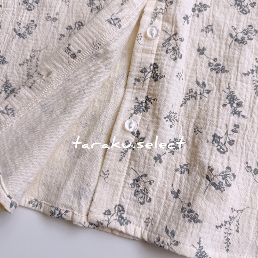 女寶短袖上衣｜現貨 90cm｜女寶小花襯衫。日本童裝 寶寶襯衫 小花 北歐風 女寶穿搭 多樂選物-細節圖8