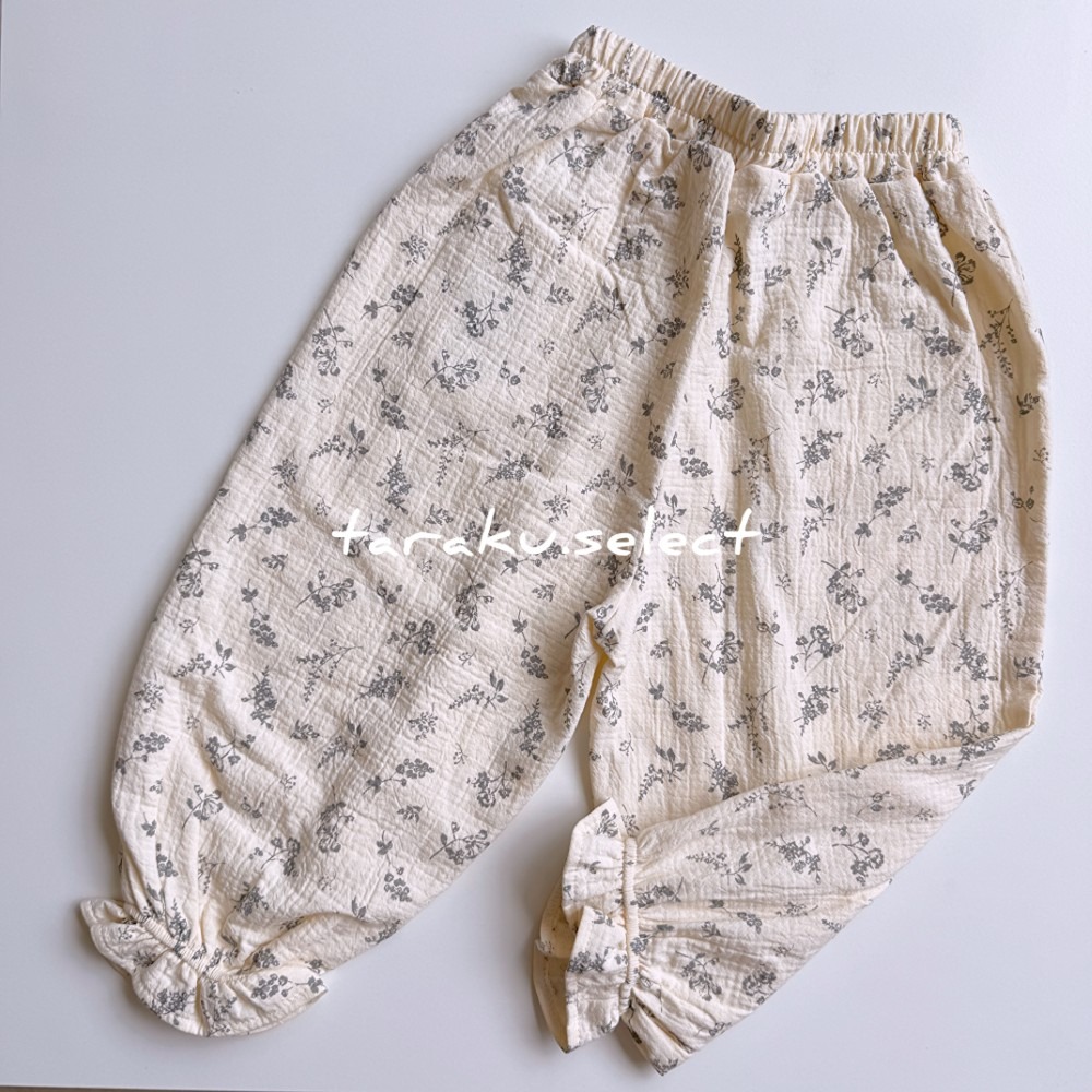 女寶長褲｜現貨 90cm｜女寶小花褲子。日本童裝 寶寶褲 小花 北歐風 女寶穿搭 多樂選物-細節圖2