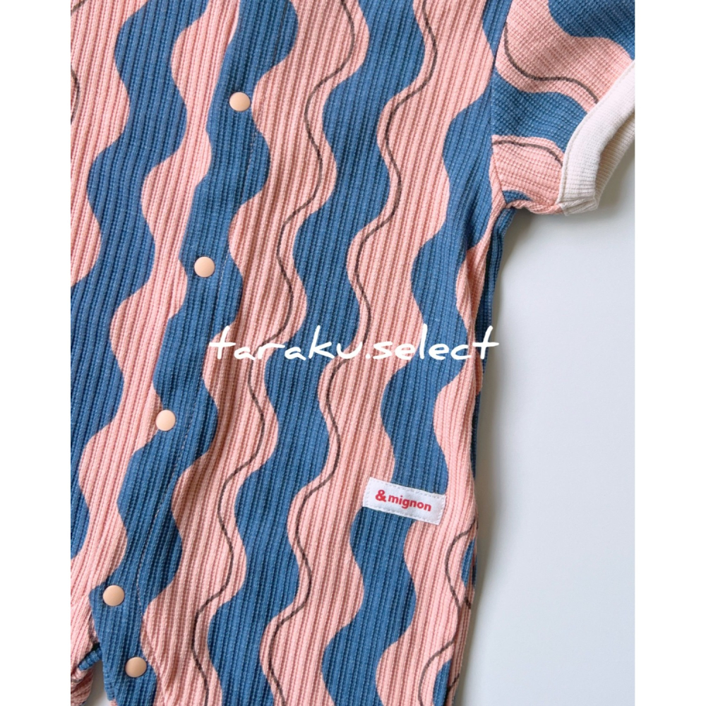 短袖連身衣｜現貨 80cm｜&mignon 短袖寶寶連身衣。日本童裝 波浪 寶寶穿搭 多樂選物-細節圖4