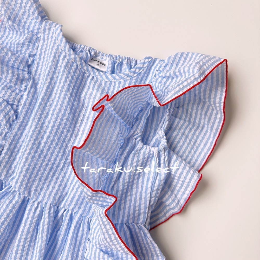 女寶上衣｜現貨 90cm 95cm｜荷葉裝飾條紋上衣。女寶 女童 幼兒上衣 女寶穿搭 MB 多樂選物-細節圖4