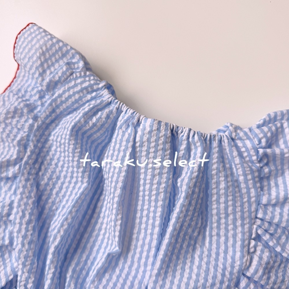女寶上衣｜現貨 90cm 95cm｜荷葉裝飾條紋上衣。女寶 女童 幼兒上衣 女寶穿搭 MB 多樂選物-細節圖5