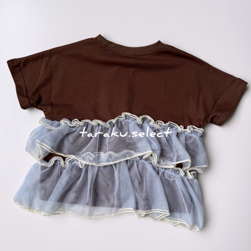女寶上衣｜現貨 90cm 95cm｜拼接紗短袖上衣。女寶 女童 幼兒上衣 女寶穿搭 MB 多樂選物-細節圖5