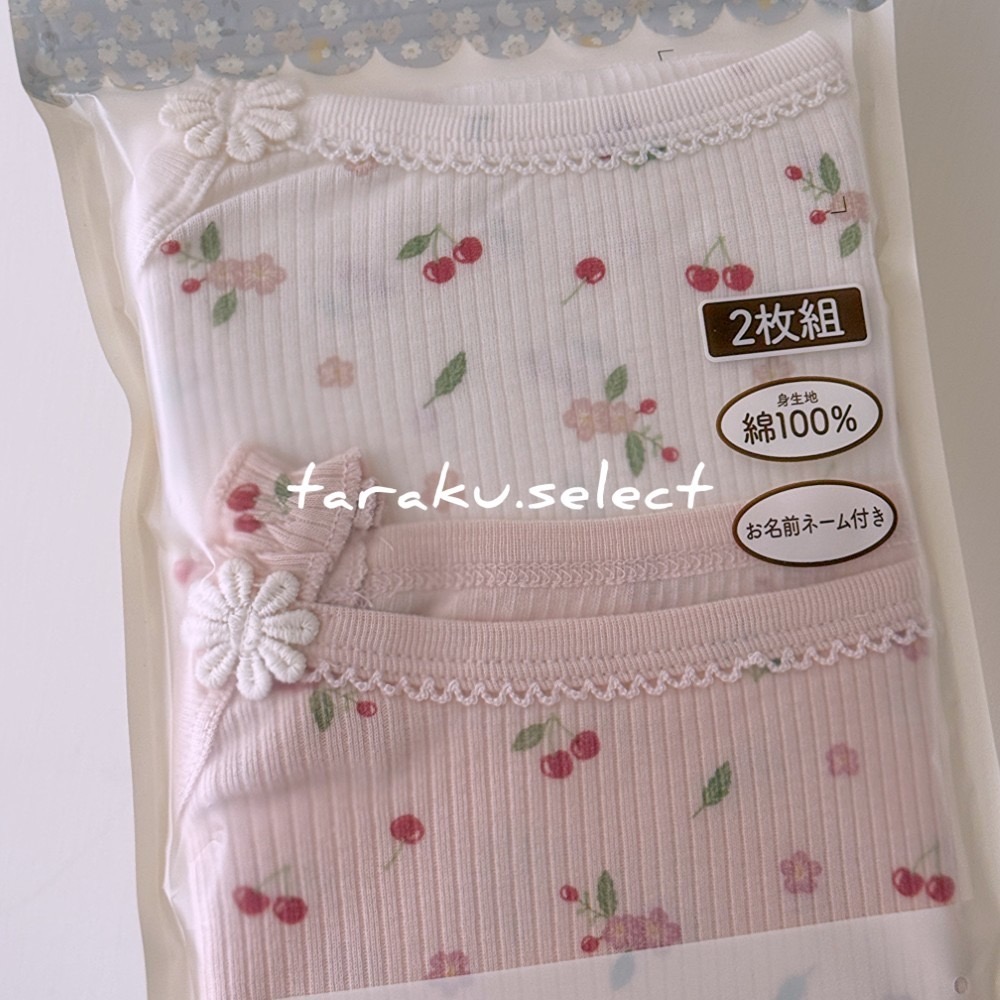 細肩帶內衣｜現貨 100cm 110cm｜女寶純棉內衣2件組。日本童裝 女童內衣 mamaraku 花朵內衣 多樂選物-細節圖5