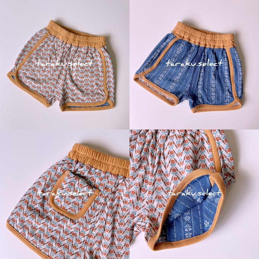 雙面穿短褲｜現貨 90cm 95cm｜&mignon 雙面穿寶寶短褲。日本童裝 幼兒短褲 復古花紋 多樂選物-細節圖3